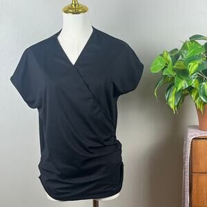 Black Faux Wrap Sleeveless Top Size Medium